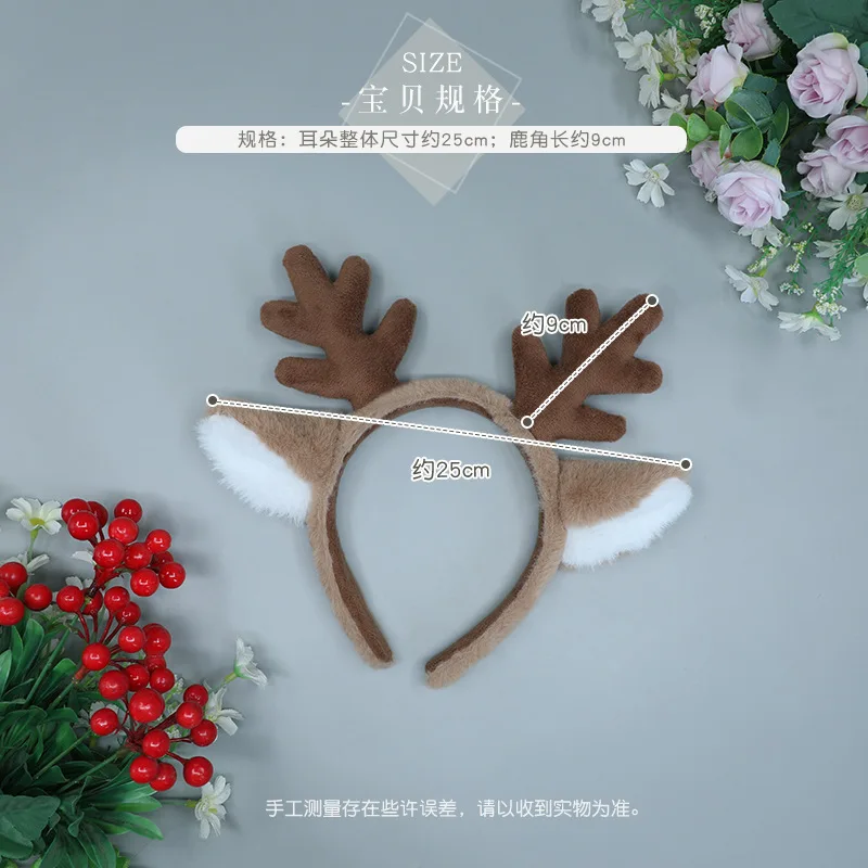 Headband Plush Snowflake Deer Ear Faux Fur Christmas Decoration Party Prop Non Slip Durable Premium Comfortable Sturdy