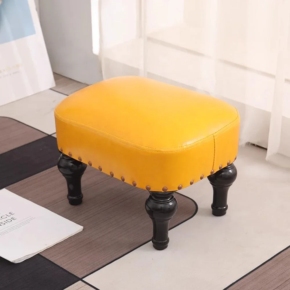 

Japanese Leather Pedicure Stools Light Luxury Rectangle Living Room Low Foot Rest Stools Standing Soft Poltrona Indoor Furniture