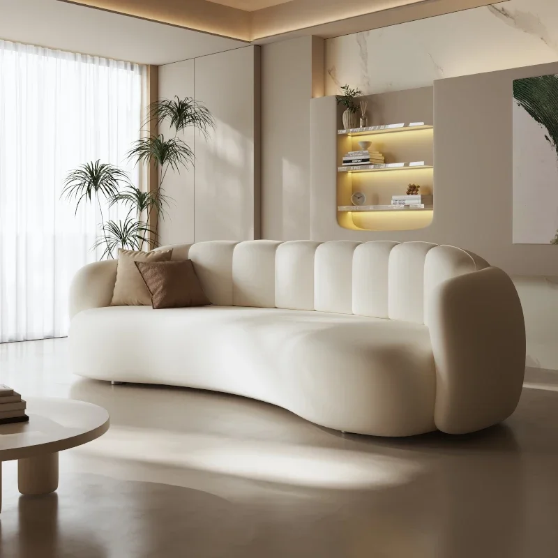 Light Luxury Cream 3 Seat Living Room Sofa Relax Organizer Designer Curved Couch Ergonomic Adults Canape Salon Home Furniture