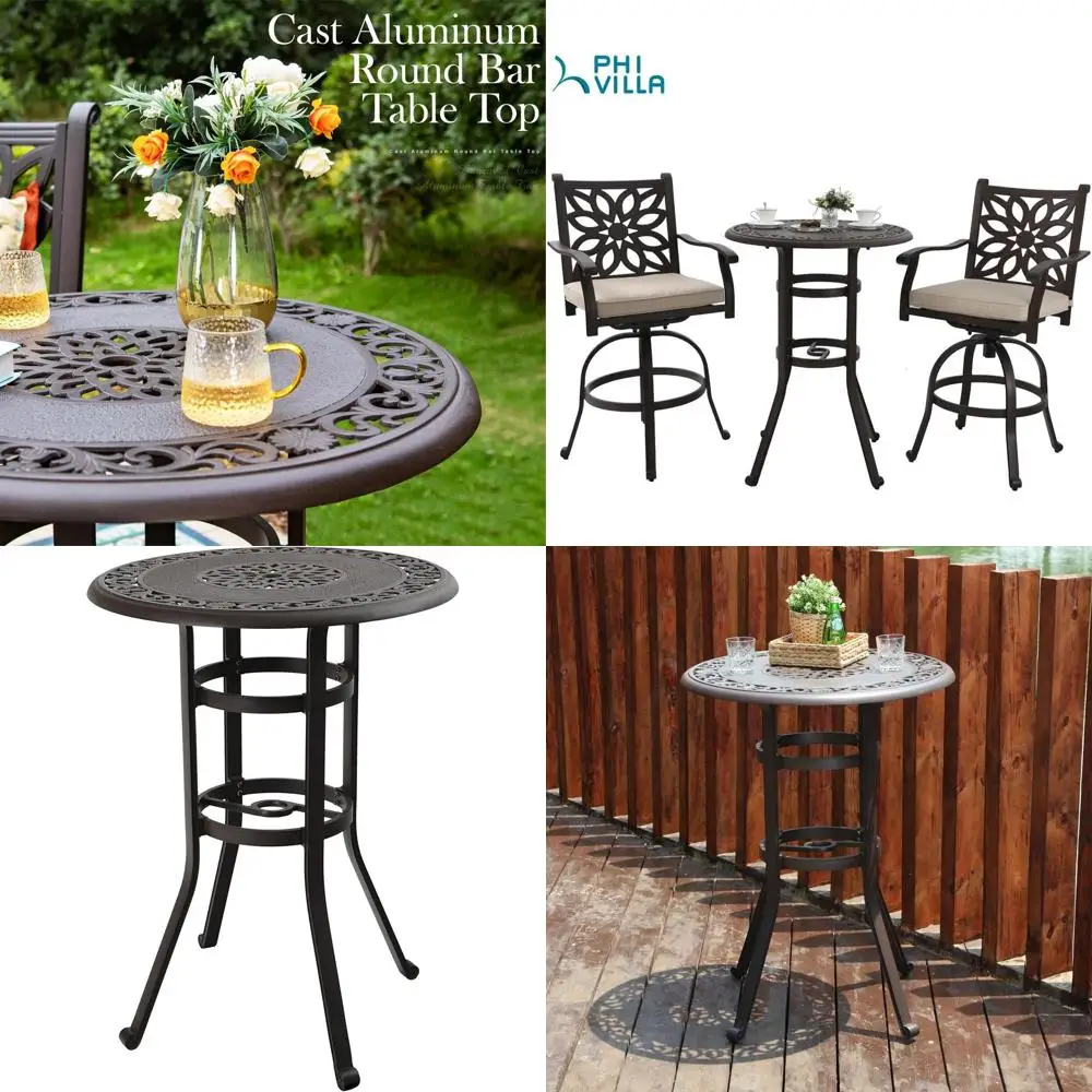 

Барный стол для патио, 32 дюйма, высокий уличный стол, 41 дюйм, круглый стол-биостро в стиле паба для газона и сада, коричневый