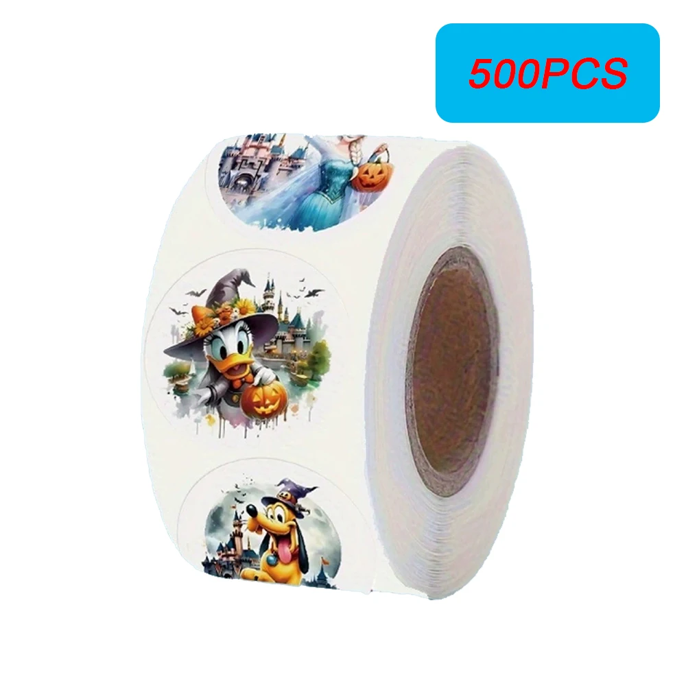 

500pcs/roll Disney Anime Stitch Mickey Mouse Stickers Cute Cartoon Sealing Sticker DIY Luggage Scrapbook Phone Kid Reward Decals