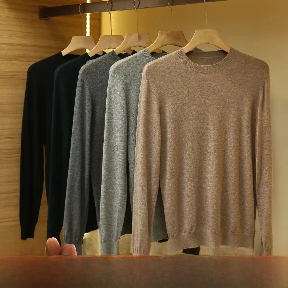 

Вязаный свитер премиум-класса из 00% шерсти, классический мужской базовый свитер Sle Store, эксклюзивная осенняя коллекция, удобная повседневная одежда