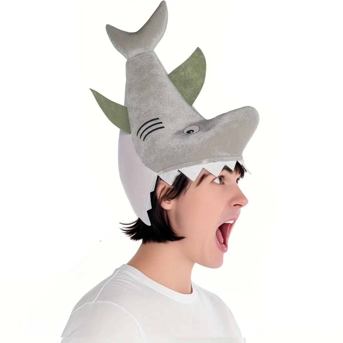 One Realistic Plush Gray Shark Hat Featuring Felt And Fins - a Felt Costume Party Hat Suitable for Various Occasions, Including