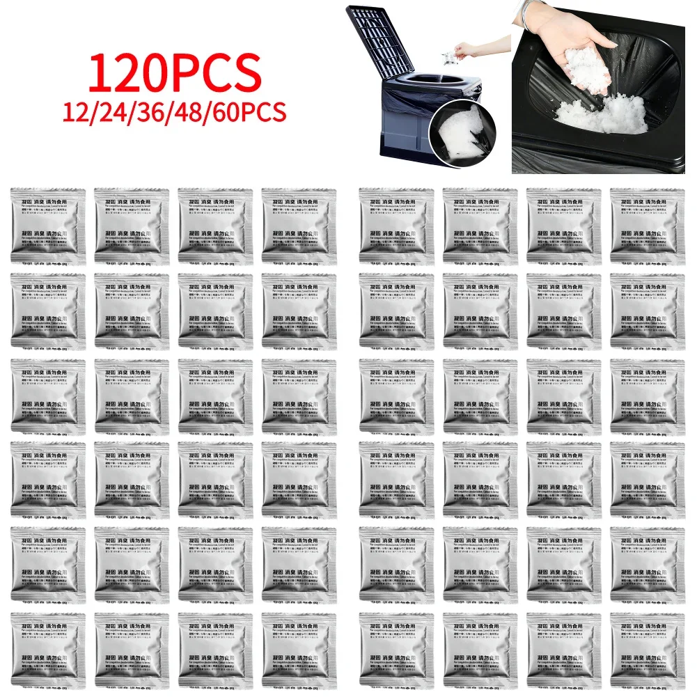 12-120Pcs Poo Powder Liquid Waste Gelling Deodorizing Powder Eco Absorbent Gel Poo Gel for Camping Toilet for Outdoor Camping