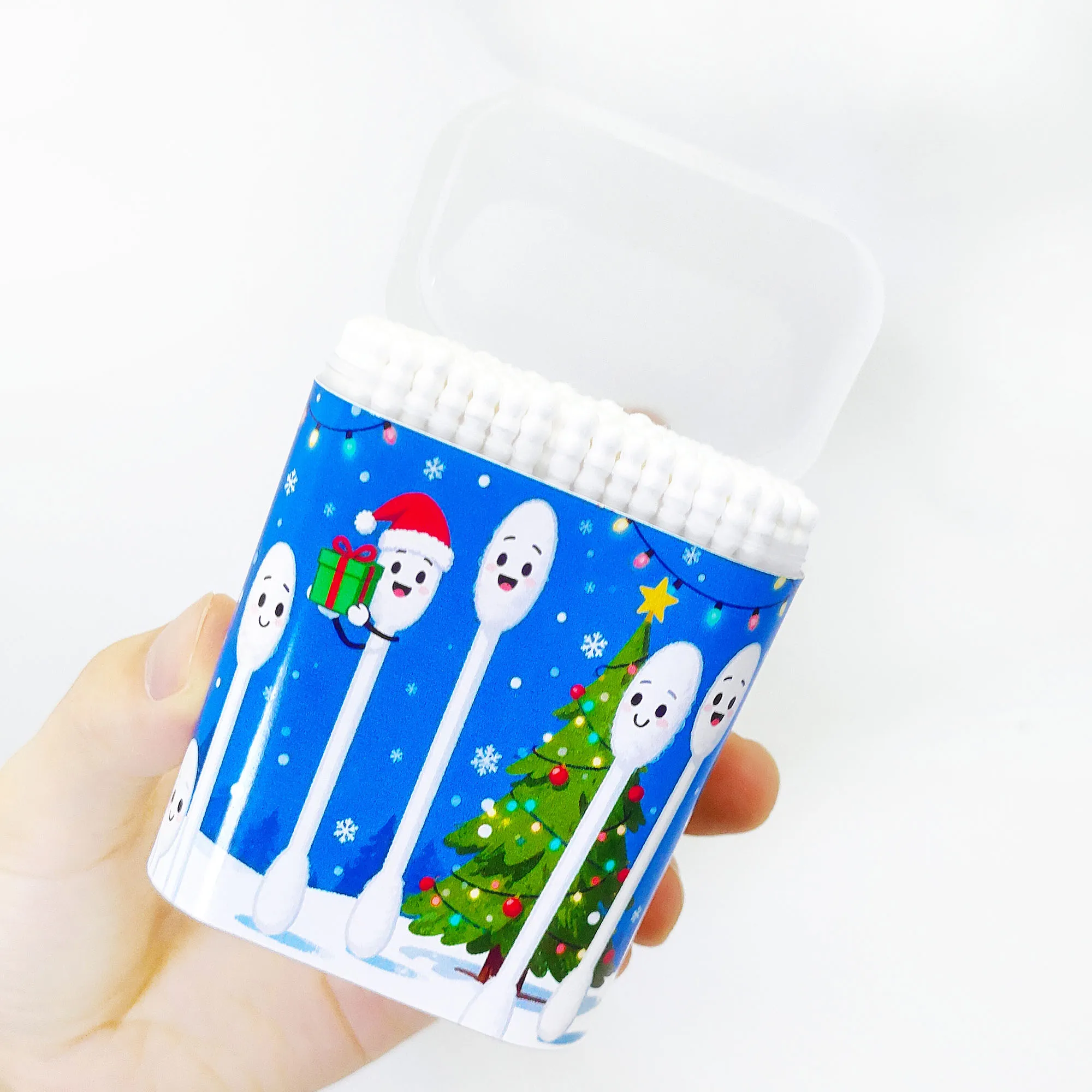 400 Stück kreative Wattestäbchen mit weihnachtlichem Thema und doppelköpfigen spiralen, runden, dünnen Stäbchen, multifunktionale Wattestäbchen.