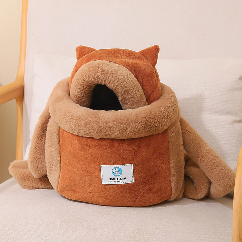 Mochila para gatos, jaula para mascotas de felpa suave y cálida para invierno, para viajes al aire libre y caminar