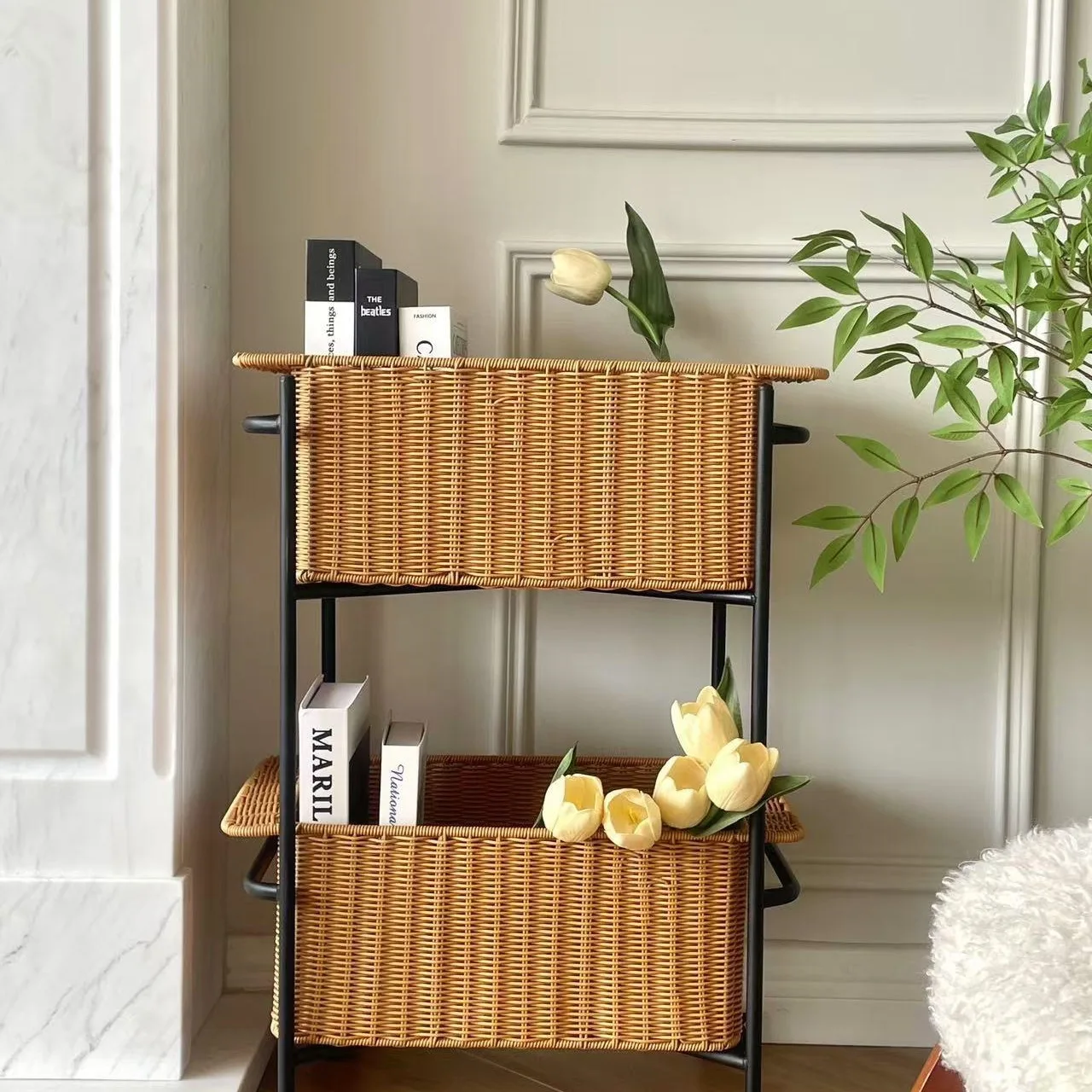 HYS living room high-value storage rack snack trolley removable bookshelf toilet bathroom floor storage rack