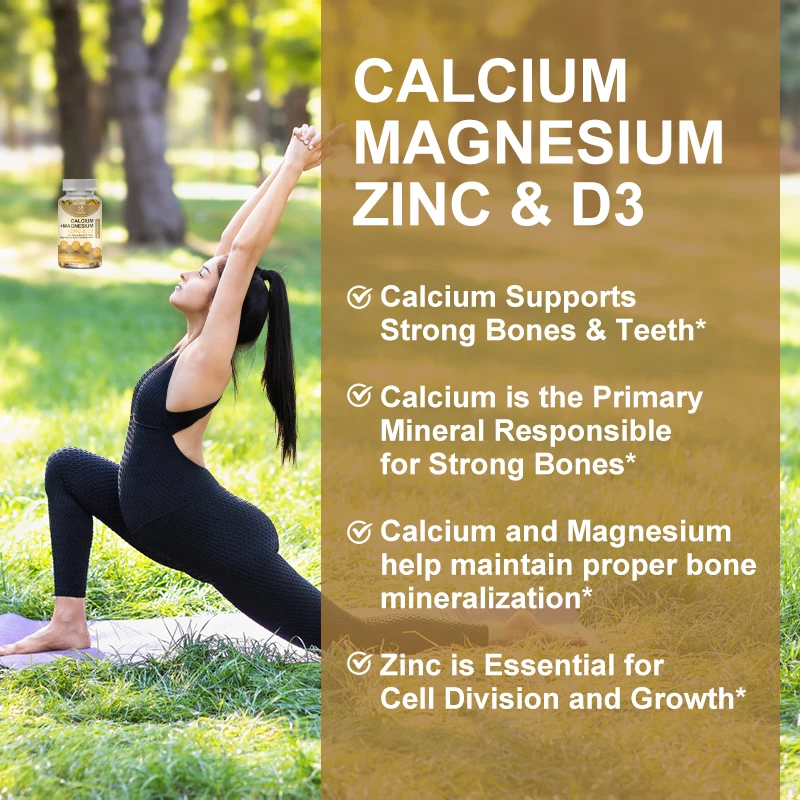 Calcium Magnesium Capsule Zinc Vitamin D3 Strong Bones Muscle Teeth Increase Immunity System Function Supplement