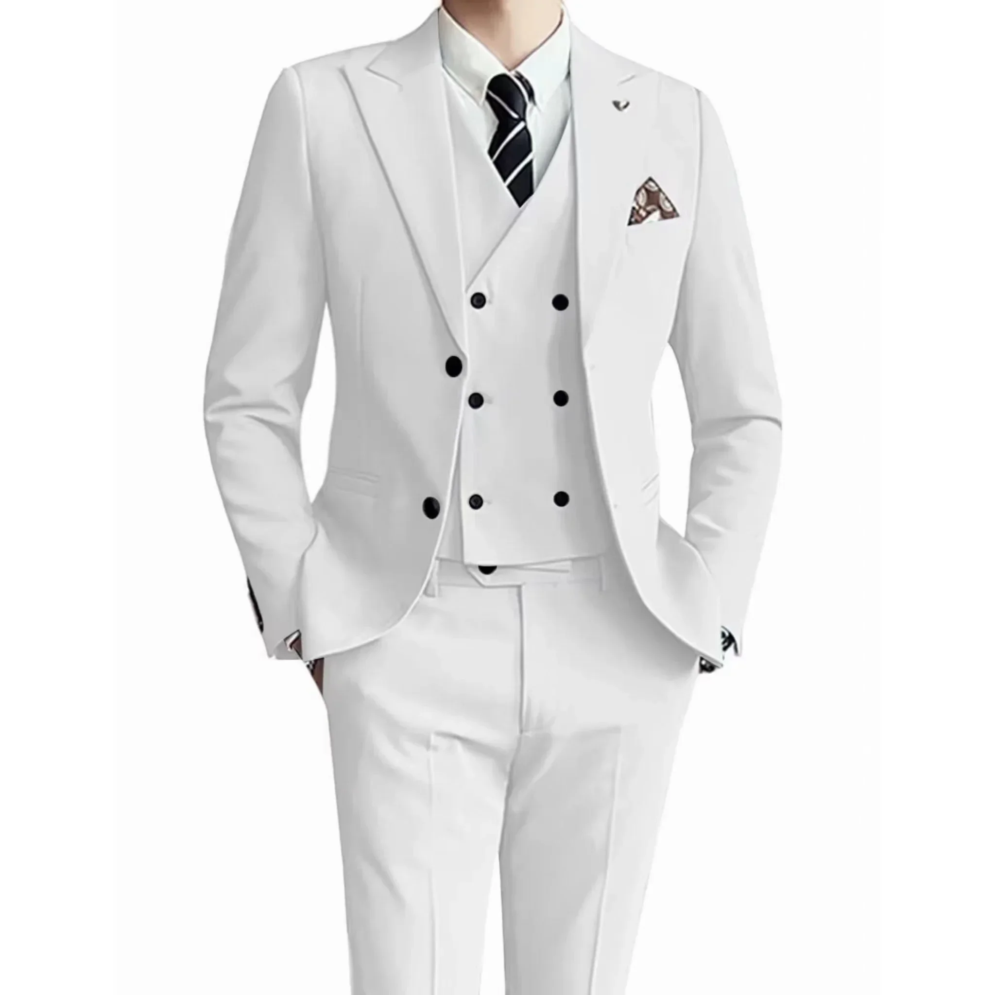 

Men's Regular Slim Fit Blazer Vest and Pants, Luxury Business Suits, Prom Tuxedos, 3 Piece