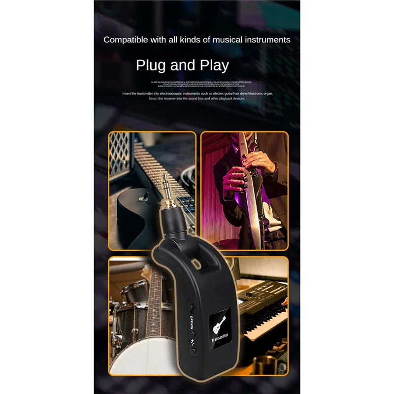 

A64T-Wireless Guitar System Audio Digital Guitar Transmitter Receiver Built-In Rechargeable Battery For Electric Guitar Bass Dur