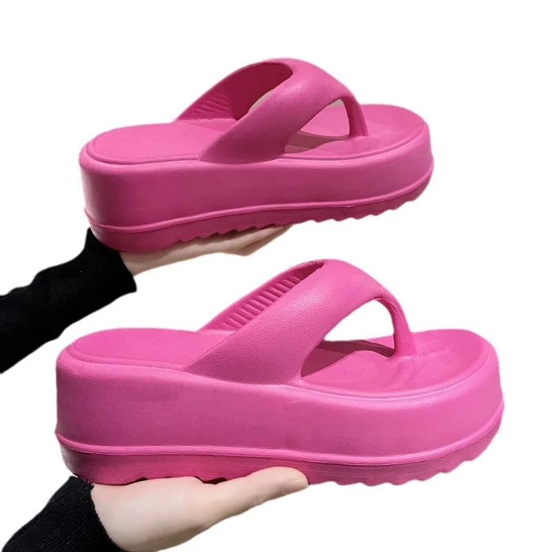 Gacimy Summer Heel Sandals For Women Fashion Beach Flip Flops New Soft Flatform Cloud Slippers House Non-slip Bathroom Slides