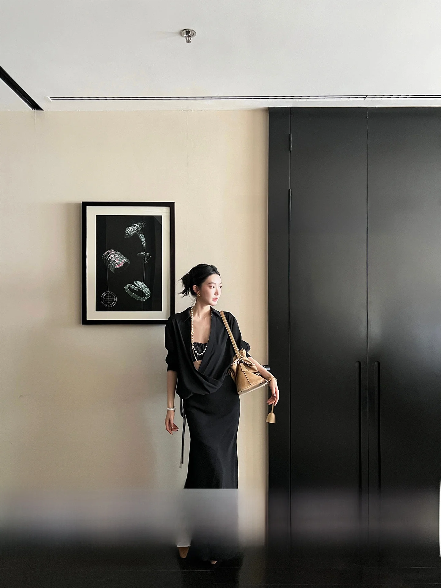 

Ele Evening irt And Skirt Set Deconstructed Tailoring Chiffon Loose Fit Commute Sle Long Sve Color