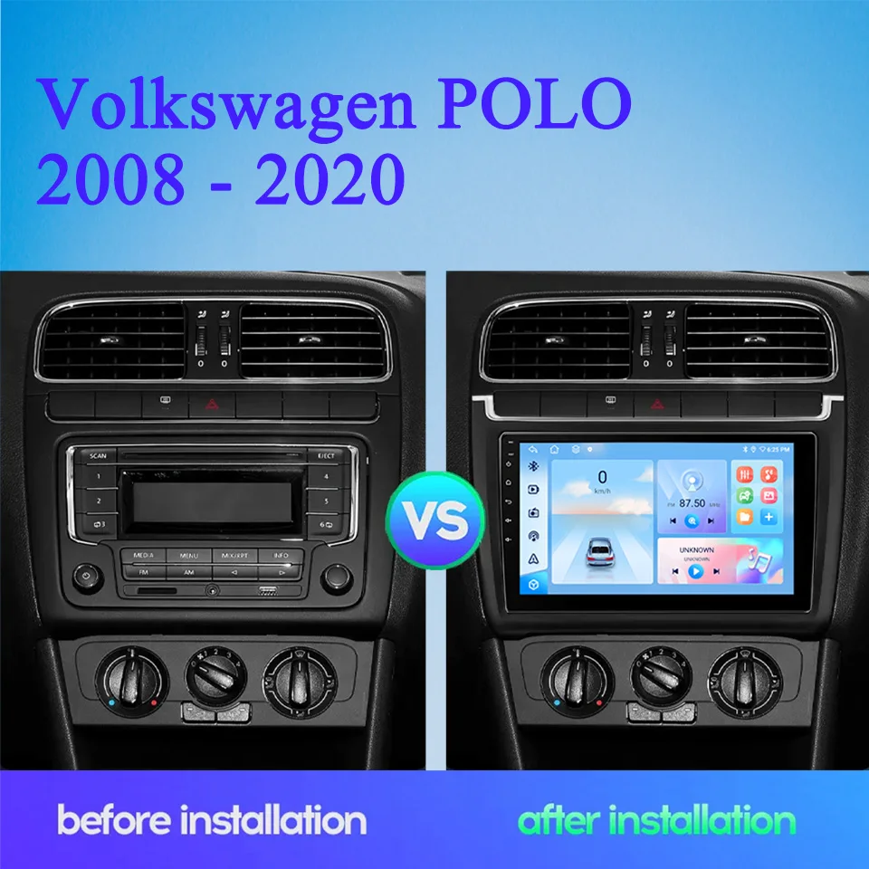 For Volkswagen POLO 2008 2010 2012 2014 2016 2018 2020 Autoradio Video Audio DVD Cassette GPS Head Unit Carplay Auto 4G Sim WiFi