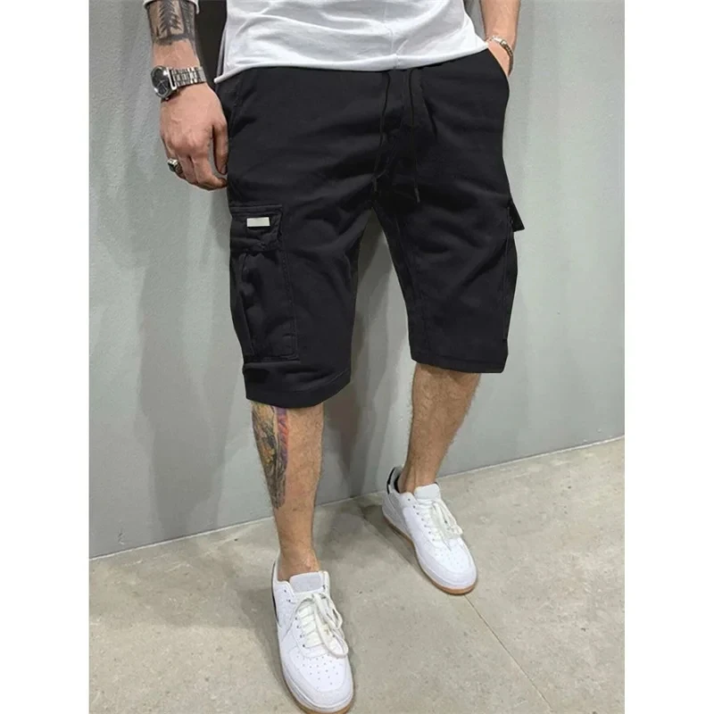 2025年夏新作 メンズ 無地 ルーズ ストレート 多ポケット カーゴショーツ メンズファッション 速乾 カジュアル ビーチショーツ