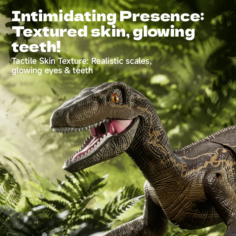 스프레이 기능이 있는 RC 공룡 2.4G 무선 조종 공룡 걷는 공룡 로봇 장난감 시뮬레이션 벨로시랩터 RC 장난감 어린이 선물