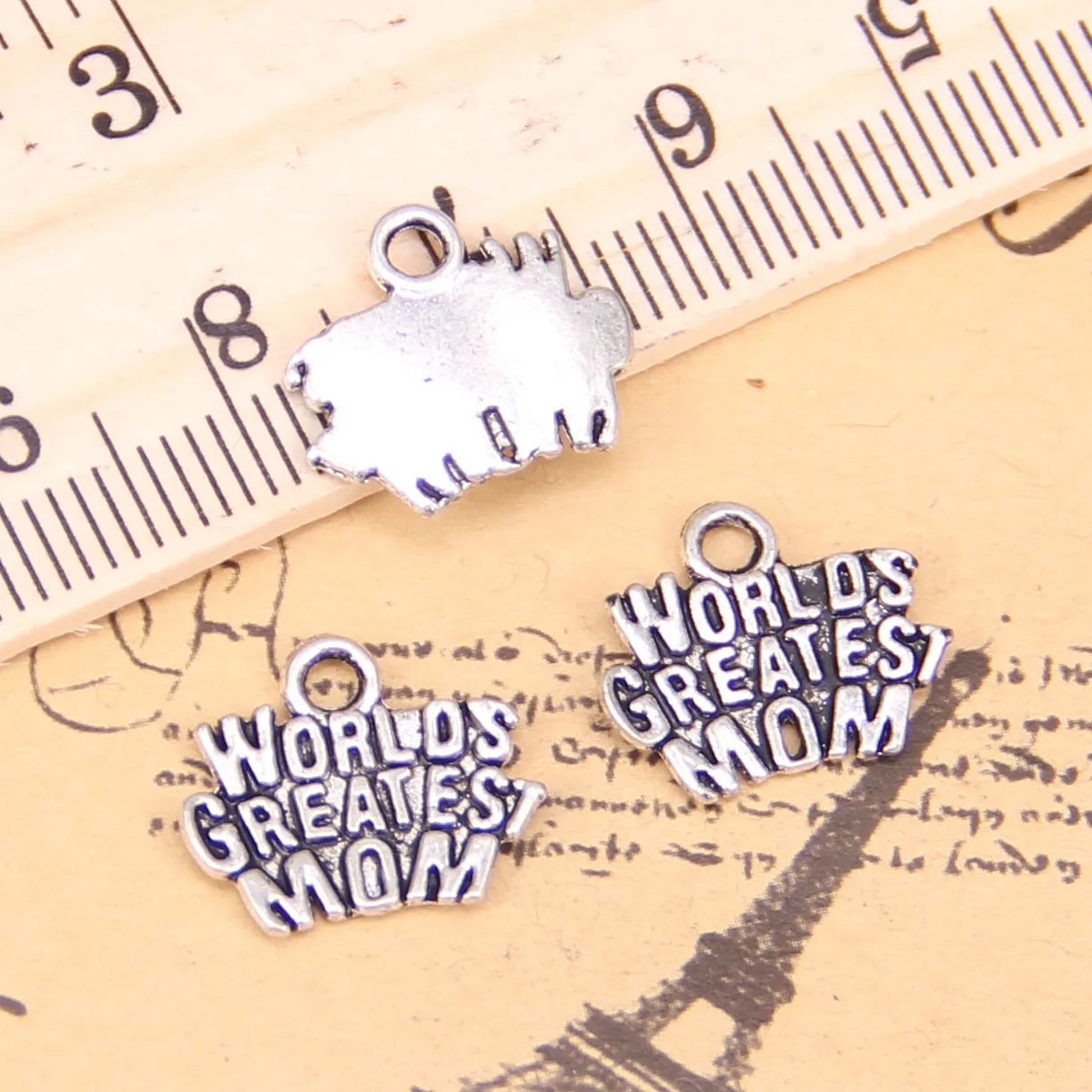 192pcs Charms For Jewelry Making worlds greatest mom mama 14x12mm Antique Silver Plated Pendants DIY Tibetan Silver Necklace