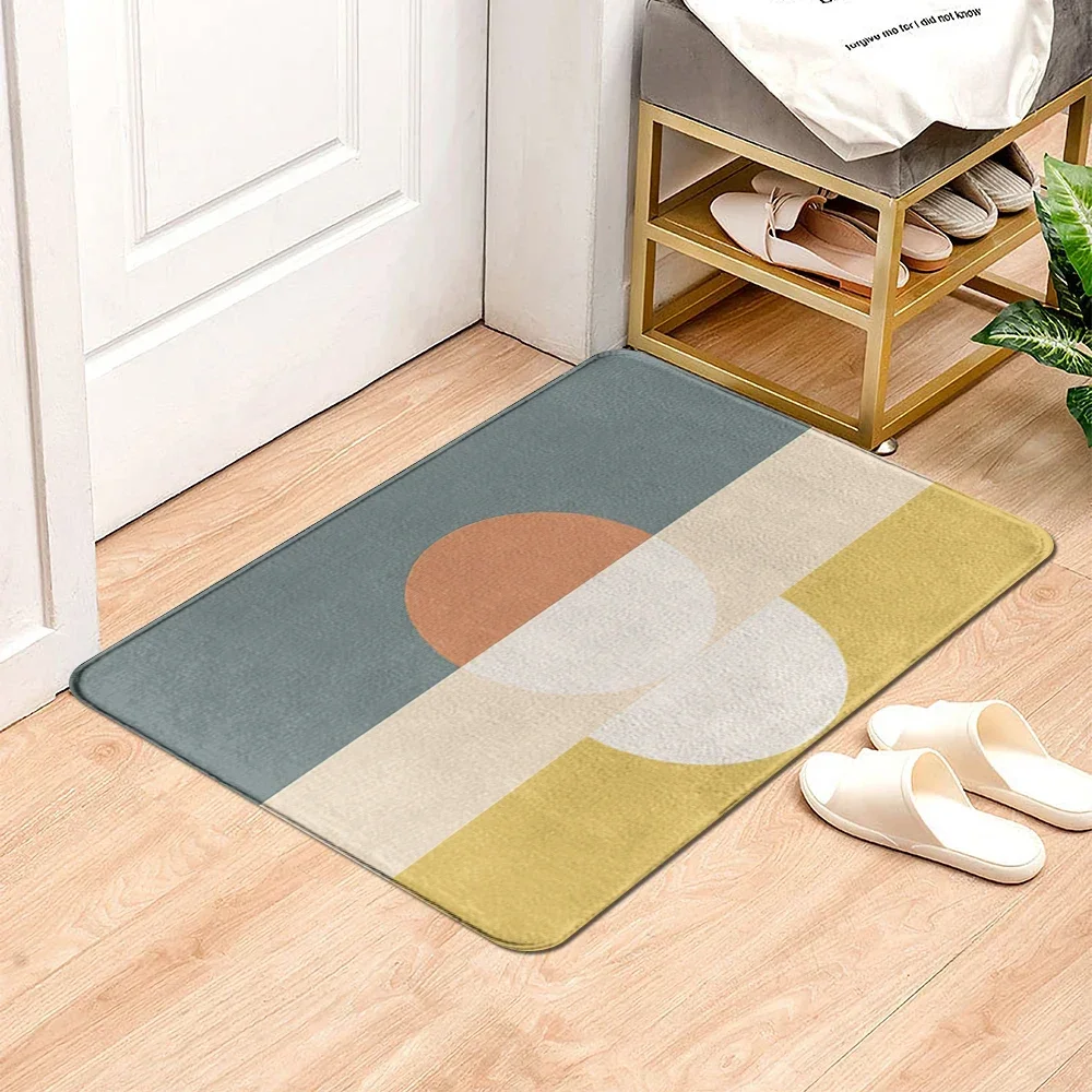 Geometric Abstract Anti Slip Bathroom Doormat Furry Carpet Floor Rug Bath Kitchen Living Room Entrance Door Mat for Bedroom