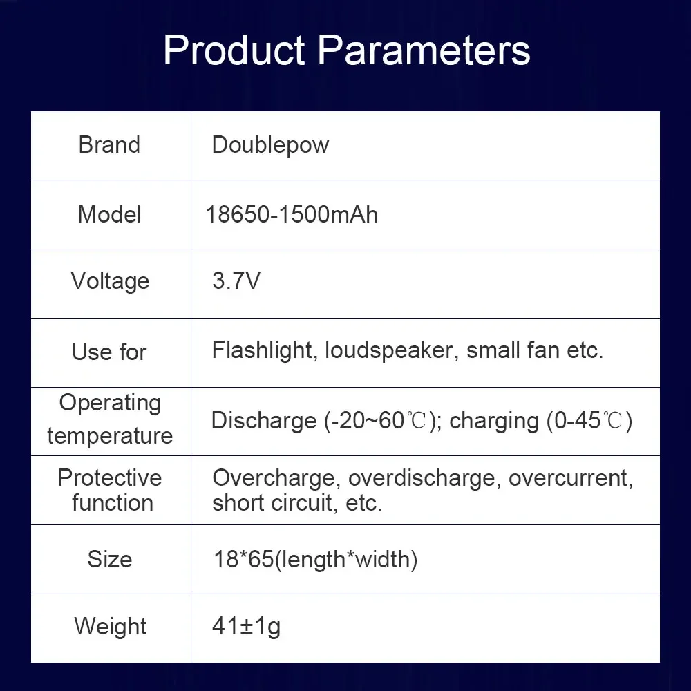 3.7V 18650 1500mah Rechargeable Lithium Battery for Flashlight  Solar Lights Small Fans True Capacity 100% New Original