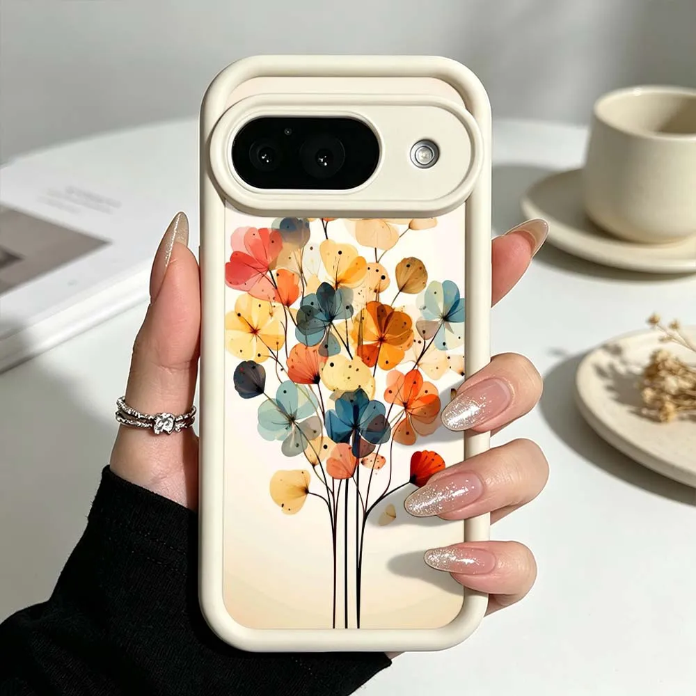 Fashion Flower Pattern Phone Case For Google Pixel 10 9 8 7 9a 8a 7a Pro XL Eye Ladder Silicone Cover