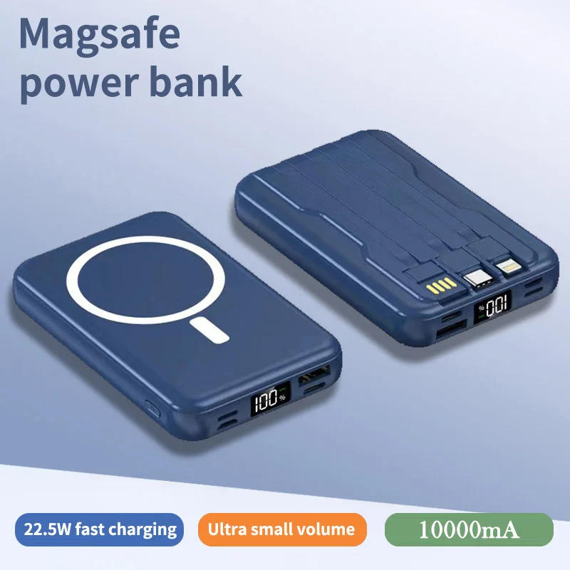 Imagem -02 - Magsafe-banco de Potência sem Fio 10000 Mah Carregamento Rápido Banco de Potência Portátil com Cabo Embutido