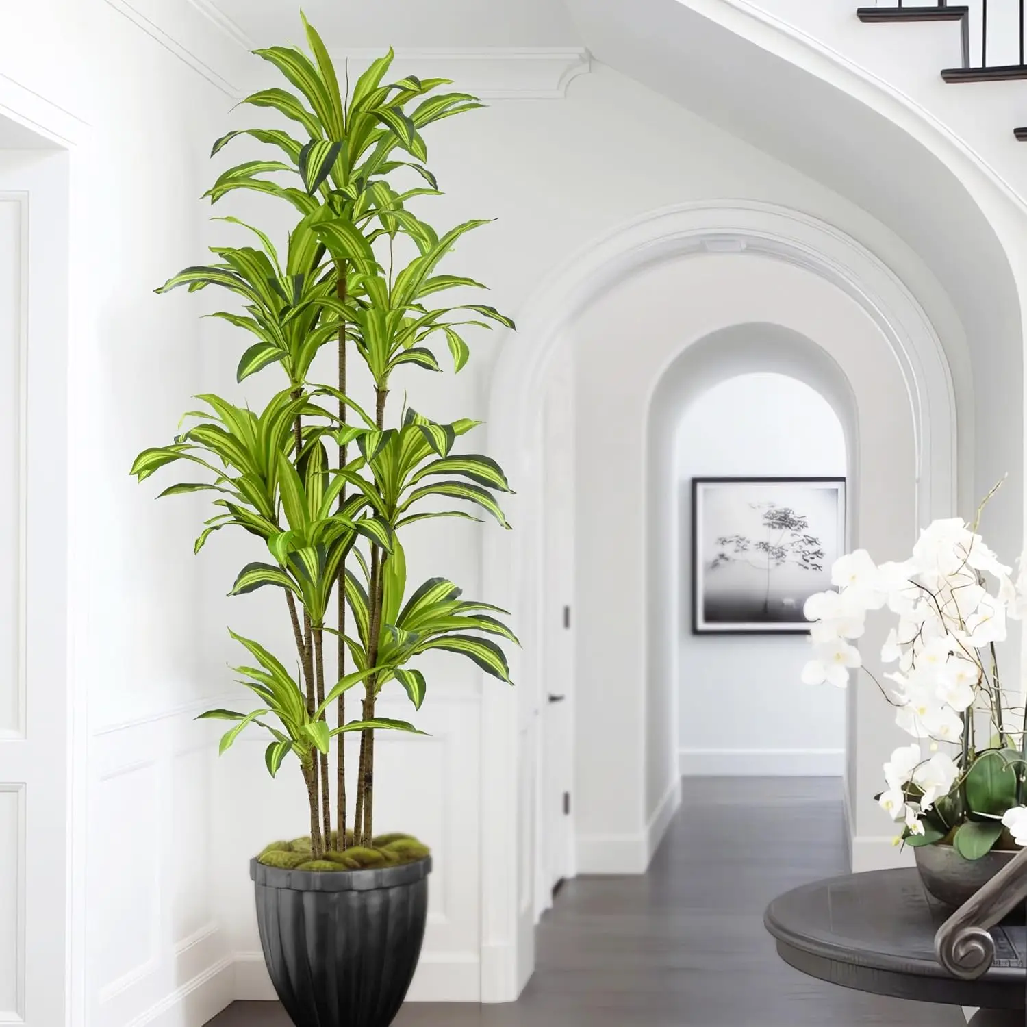 

7ft(84in) Artificial Plant with Realistic Leaves and Trunks,Fake Floor Potted Tall Artificial Trees for Home Office Decor Indoor