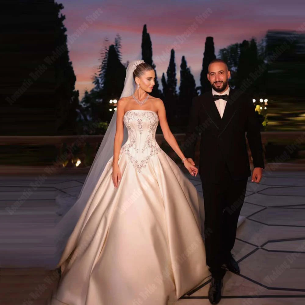 فساتين زفاف نسائية أنيقة رائعة ساحرة على شكل حرف a دانتيل مطبوعة زي العرائس الأميرة الكرة Vestidos De Novias مخصصة #3