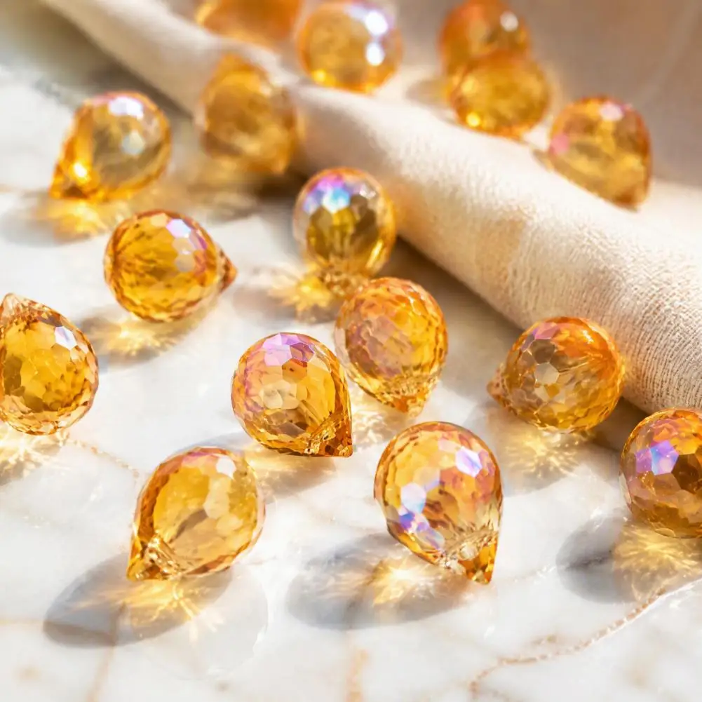Diy Craft Supplies 50pcs 10x8mm Faceted Teardrop Glass Beads Top Drilled Water Drop Beads Transparent Loose Beads for Diy