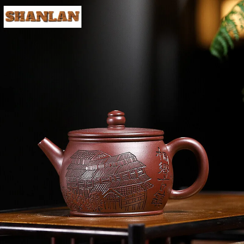 

200ML Exquisite Yixing Purple Clay Teapots Handmade Pot Raw Ore Purple Mud Tea Brewing Kettle Zisha Tea Set Drinkware Supplies