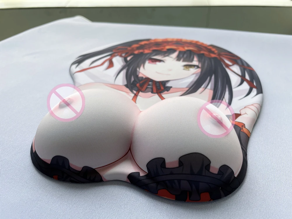 Tokisaki Kurumi Bulging nipples mousepad Anime Date A Live Sexy Oppai Aldult 3D Mouse Pad with Silicone Gel Wrist Rest