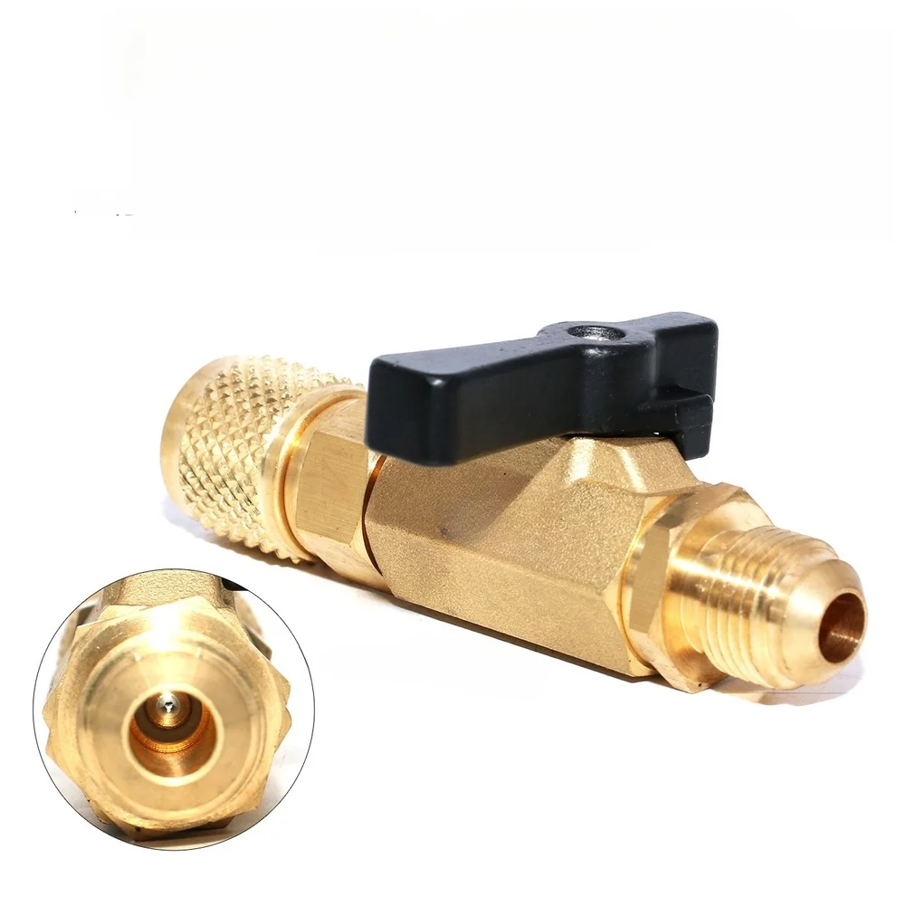 Quick Shut Off Ball Valve 3/8 Inch Ball Valve For AC Cooling Agent Charging Brass Construction Quick Shut Ball Valve