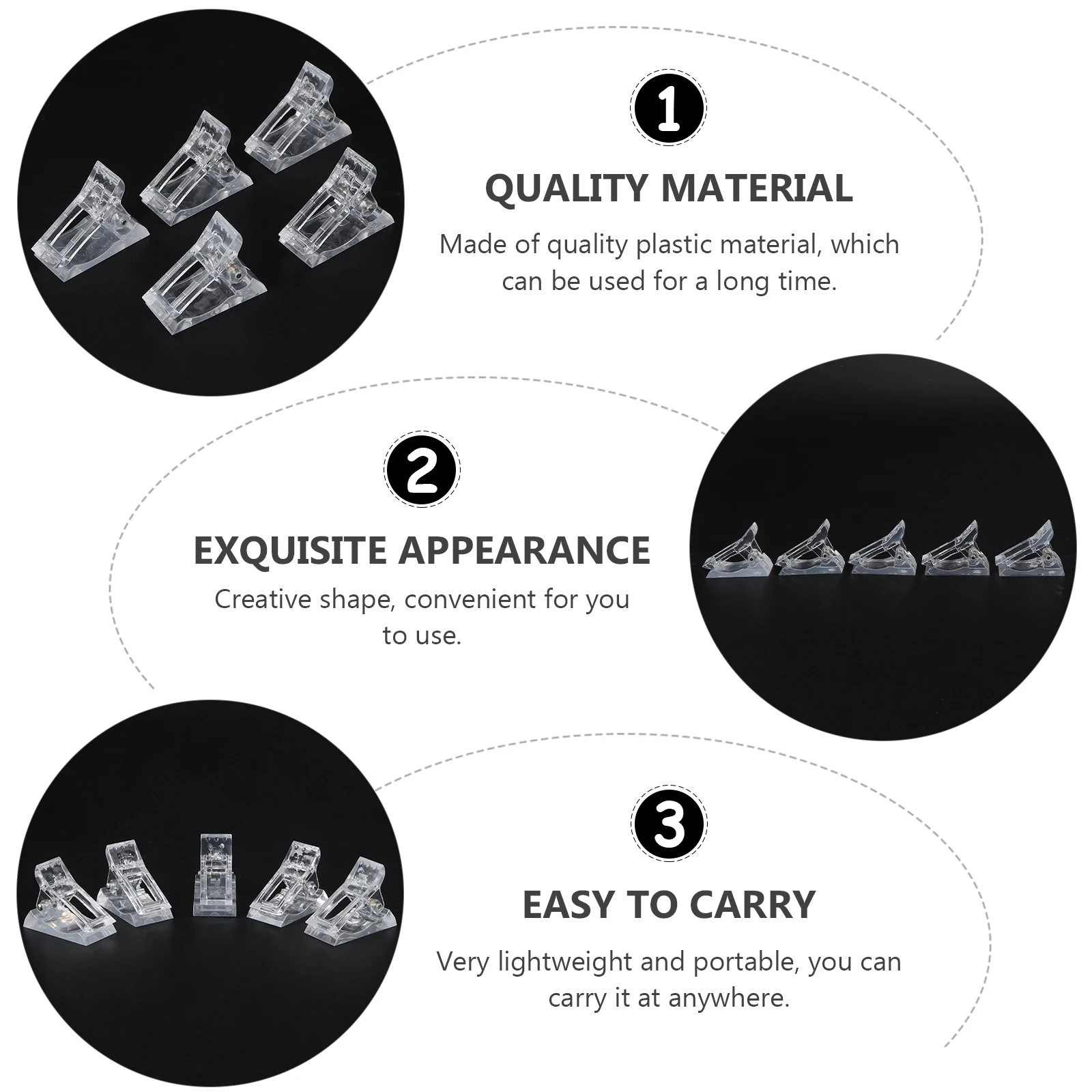 

10pcs Art Clamps Fixation Clips Shaping Retaining Tool Durable Plastic Soak Off Cap Remover Gel Polish Uv Creative Lightweight