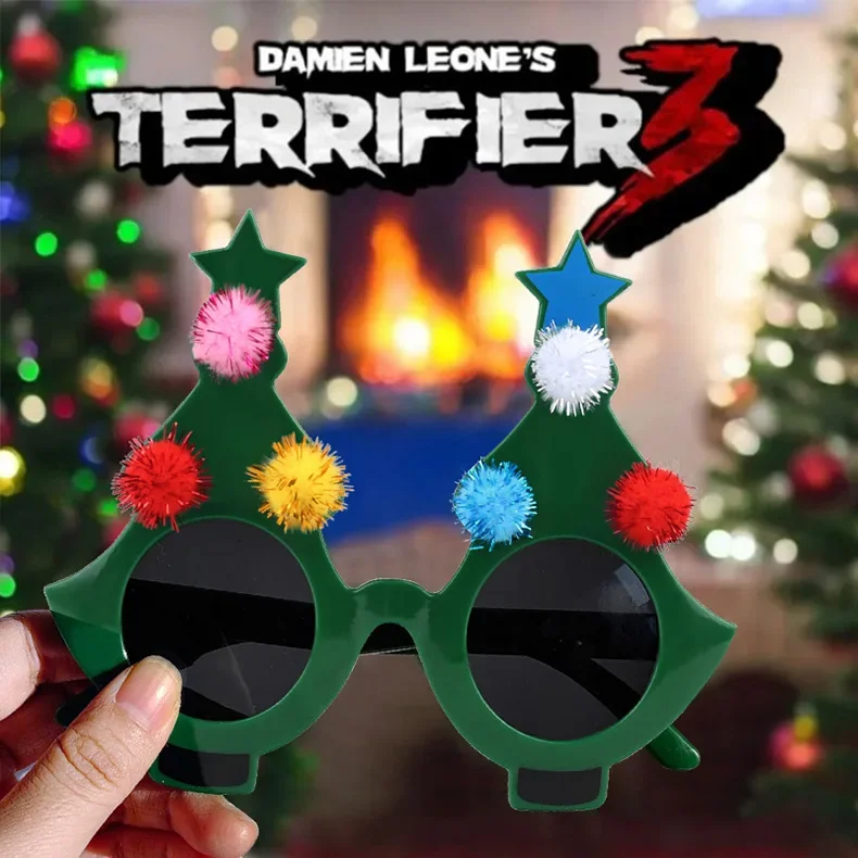 شجرة عيد الميلاد والهالوين المرعب تأثيري للجنسين نظارات ABS إطار نظارات شمسية سوداء نظارات كرنفال لطيف الدعامة #6