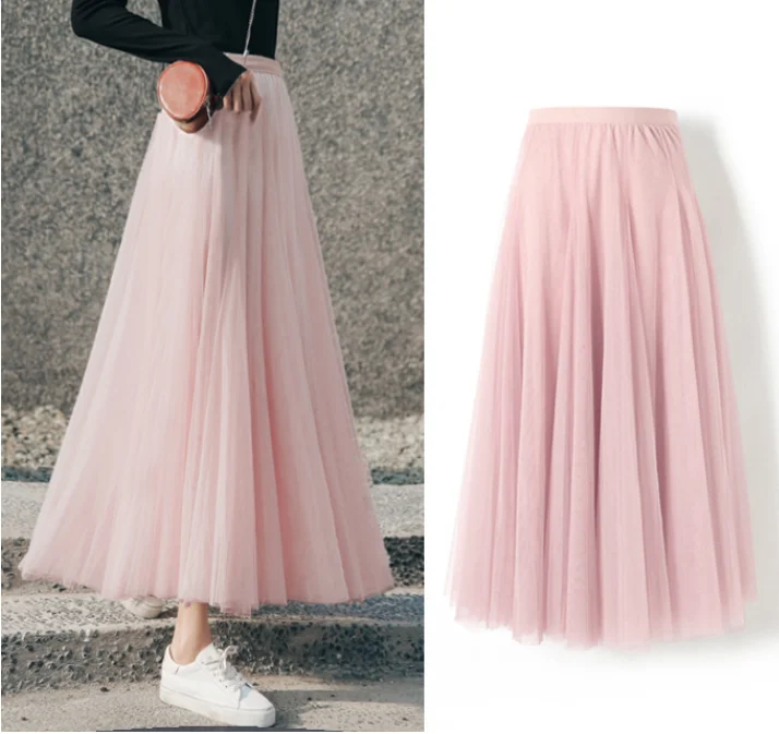 The new 2023 white gauze pleated skirt fairy skirts girl in the veil long dress dance skirt square dance