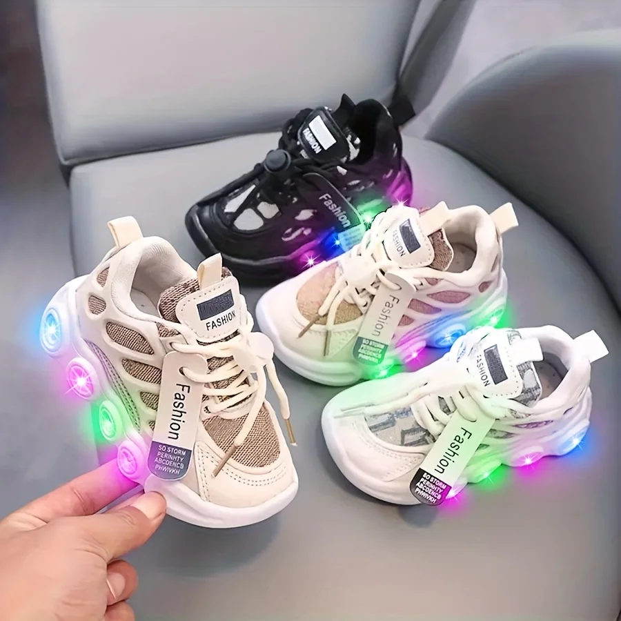 

Colorful Luminous Running Shoes - Lighting Shoes For Kids, Changeable Color Lights, Cartoon Design, LED Light Shoes
