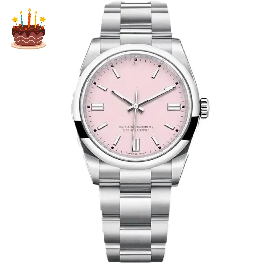 // ​ 2025年ニュージャパンNH35自動巻き腕時計、36MM/39MMサファイアクリスタル、100M防水夜光、無刻印文字盤オイスタースタイルブレスレット