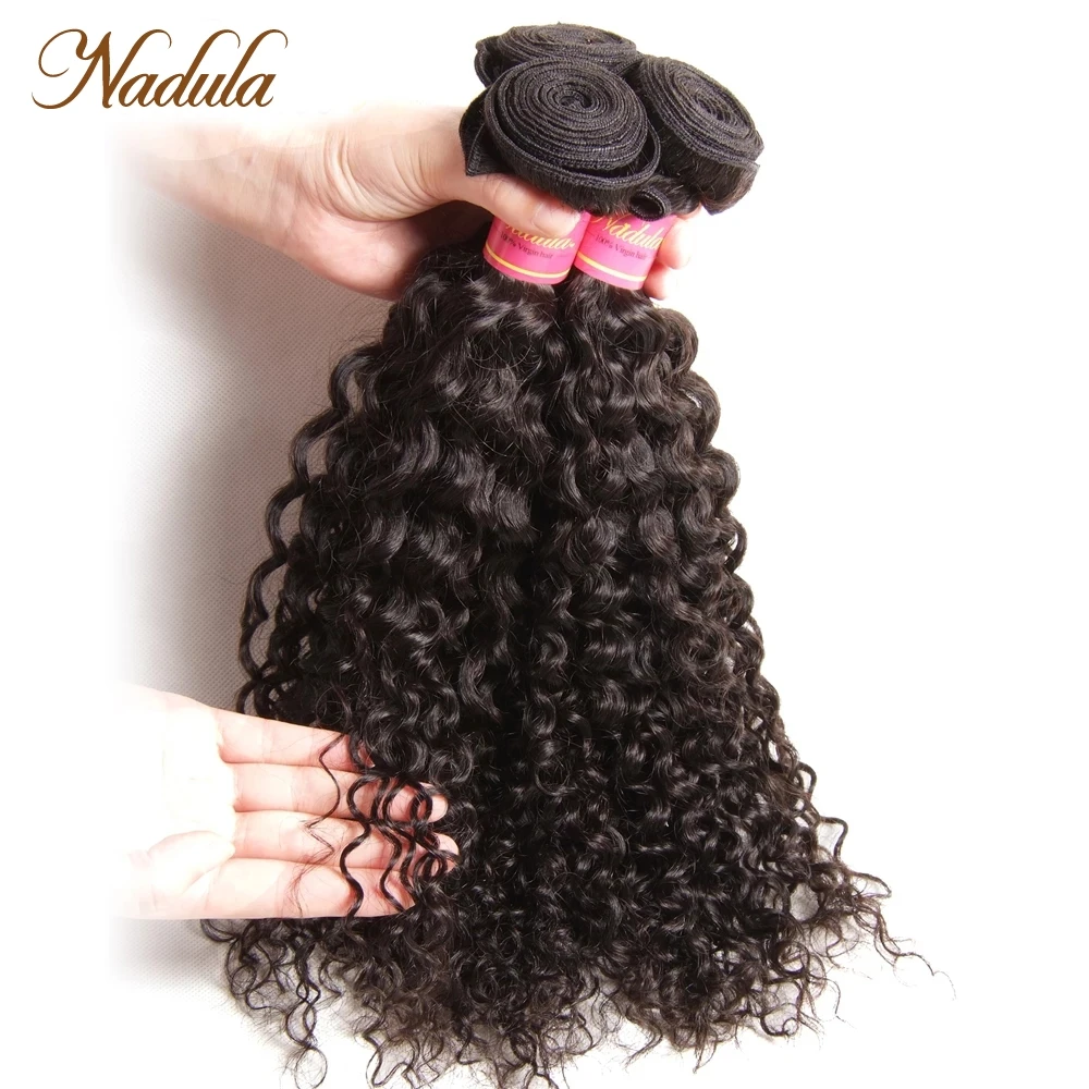 Nadula ผมและปิดอินเดีย Curly Hair 3 ชุดกับ 4*4 ปิดลูกไม้ฟรี/ กลาง/สามส่วน Remy ผม