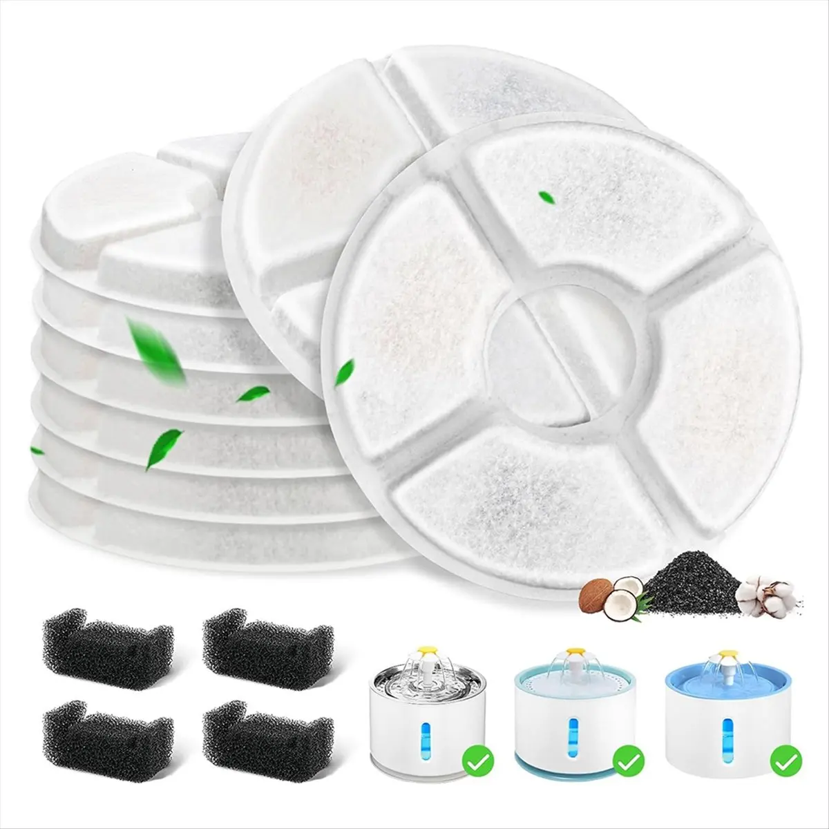 

A38F 1 комплект фильтров для фонтана для кошек с 8 фильтрами для фонтана для кошек и 4 губками предварительного фильтра для круглых автоматических домашних животных на 81 унции