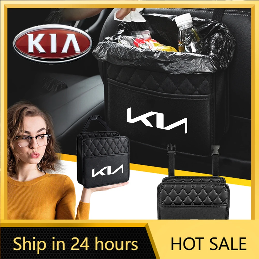 

2026 Hot Car Sticker 1pc PU Leather Car Seat Back Organizer Storage Bag For Kia Rio 3 Soul Picanto EV6 Cerato Niro Forte Ceed C