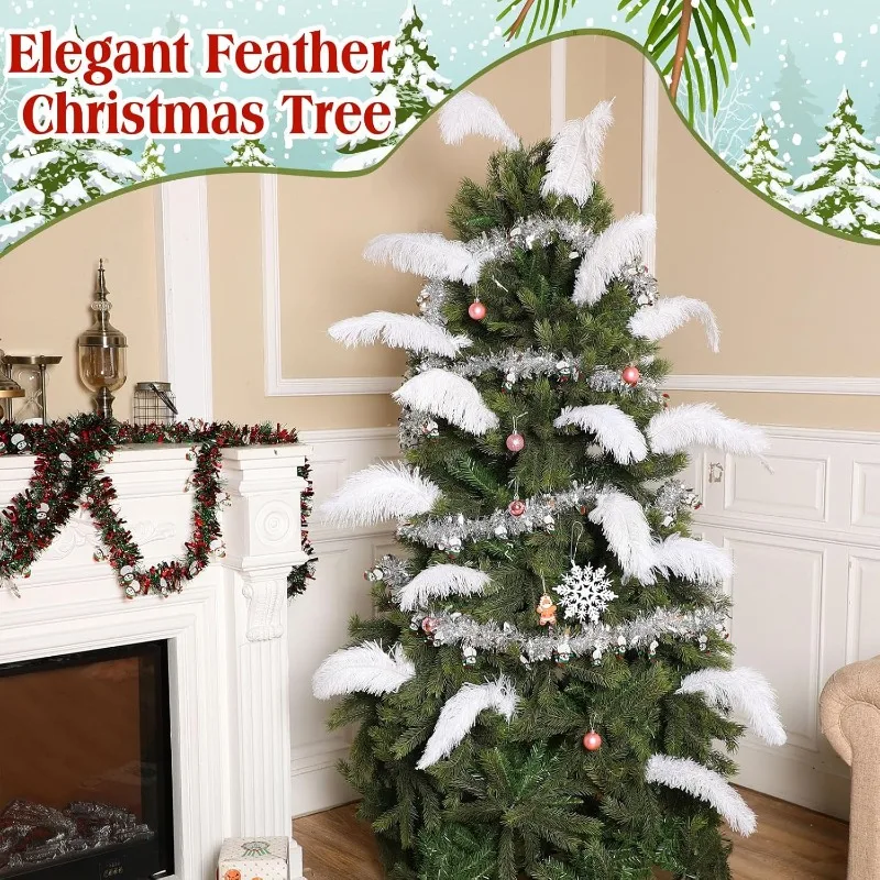 180 قطعة ريش النعام الطبيعي 14-16 بوصة شجرة عيد الميلاد الديكور الريش السائبة للحرف اليدوية ريش كبير لحفل الزفاف P