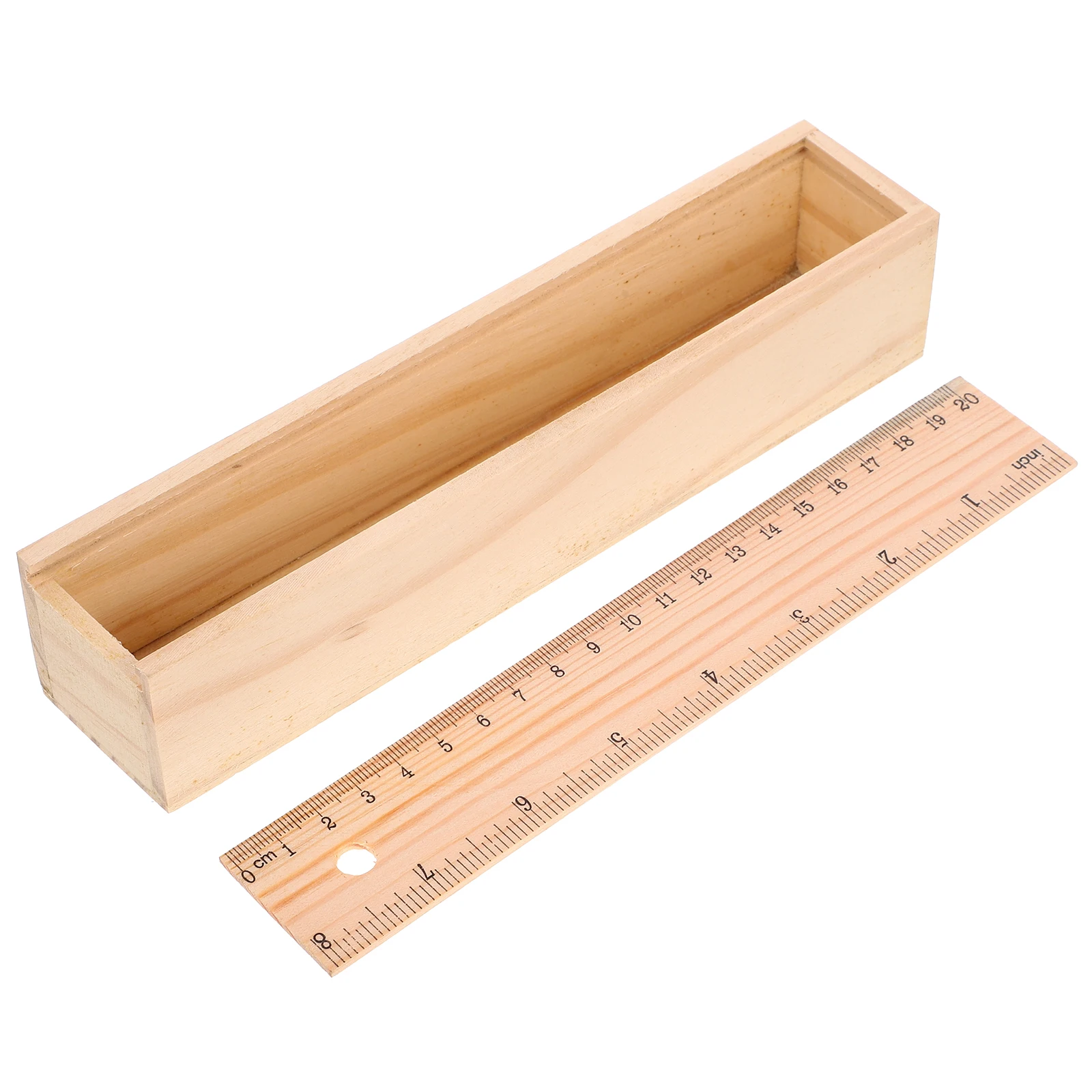 

Wooden Storage Box 1 Pc Compartment Ruler Cover Pen Case Pencil Office Student Wood Drawer Stationery Organizer