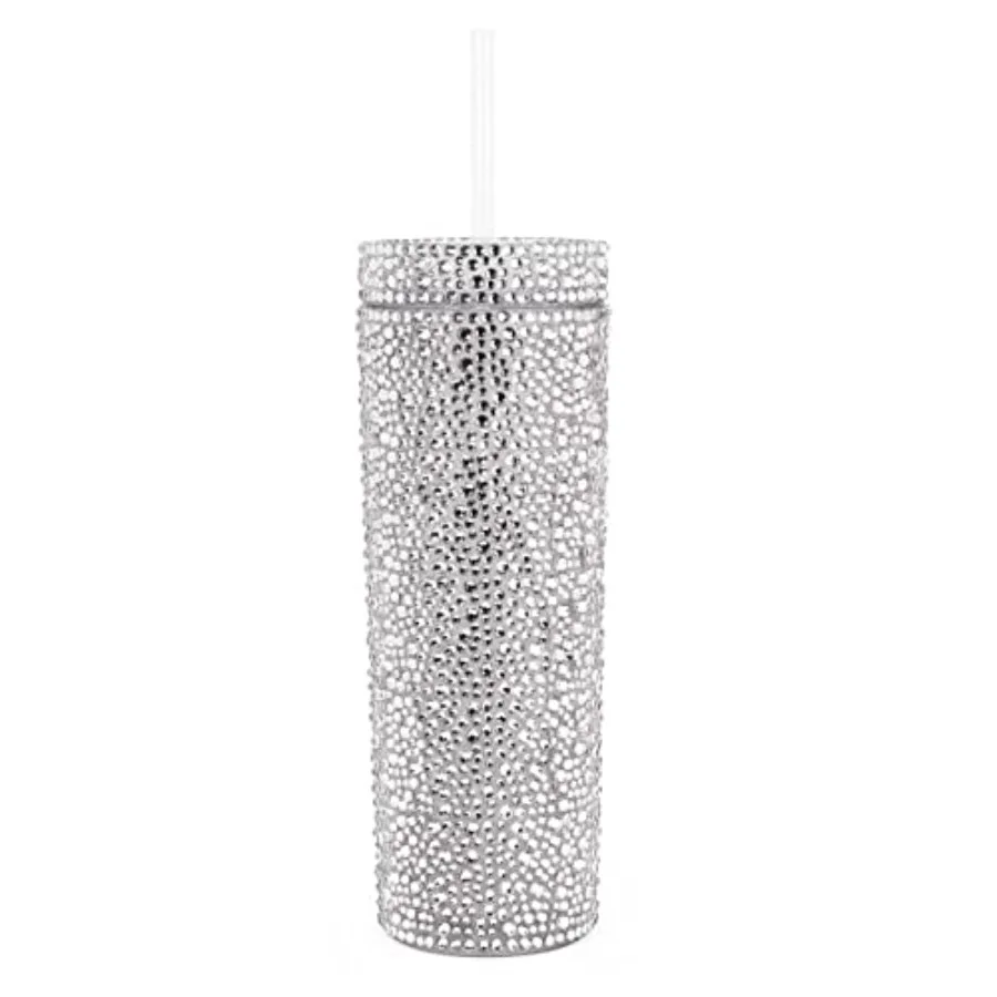

Strass Tumbler, Glass Rhinestones, Straw and Lid Included, BPA-Free Acrylic, Glamorous Insulated Drinkware,,16 oz, Sold Individ