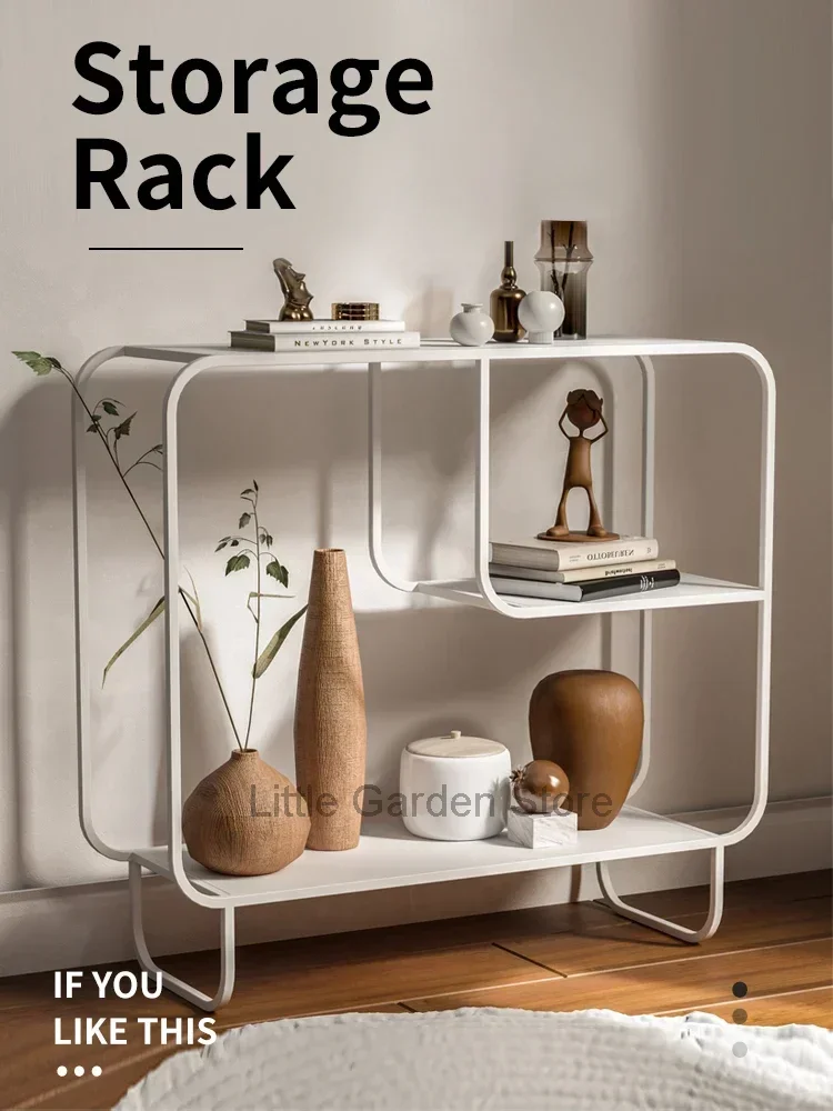 Nordic Simple Floor Shelf Sofa Display Wrought Iron Bookshelf Storage Ins Living Room Multilayer Kitchen Cabinets