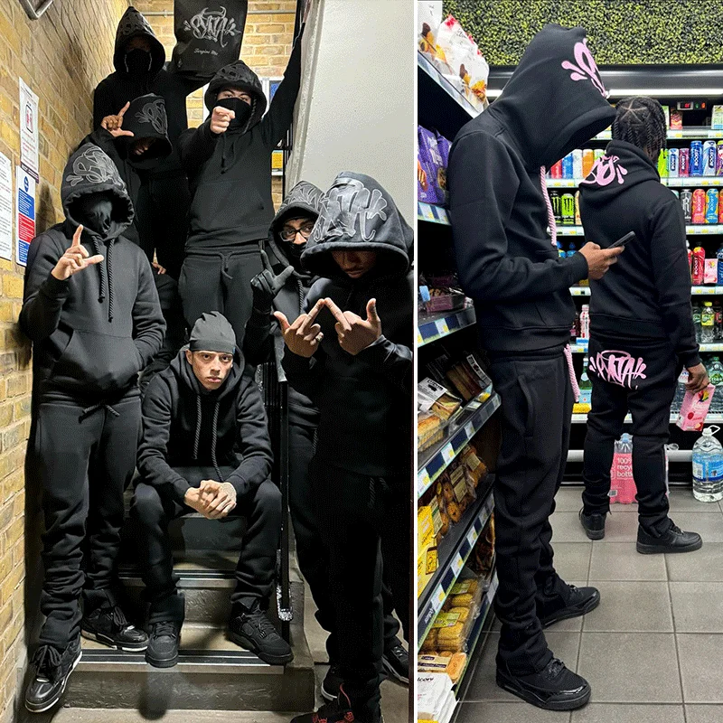 

New Fashion Street Styl Sy-world Tracksuit Tops Long Pants Set Winter Cotton Men Women Casual Hooded Sweatshirt Sports Trousers