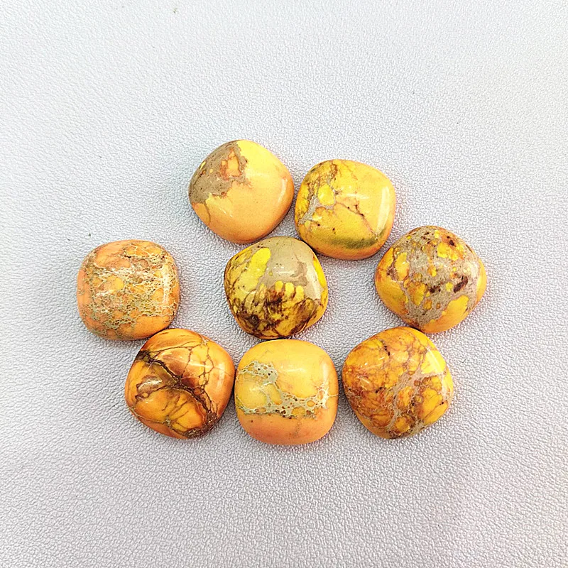 4PCS 15X15MM Natural Imperial Jasper Stone Cabochons LOOSE BEADS DIY Jewelry Findings Square Shape TOP DESIGNS ACCESSORIES