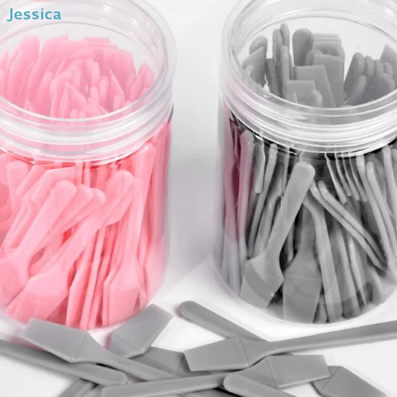 ♥100 Pcs/Jar Mud Film Shovel - Disposable Plastic Spatula for Facial Mask Application,  Eye Facial Makeup Skin Care Tool