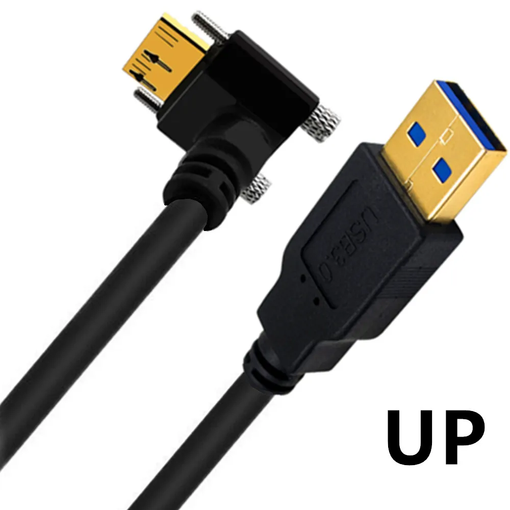 USB 3.0 A Male to Micro B Male 90° Angle with optional Screw Locking Cable