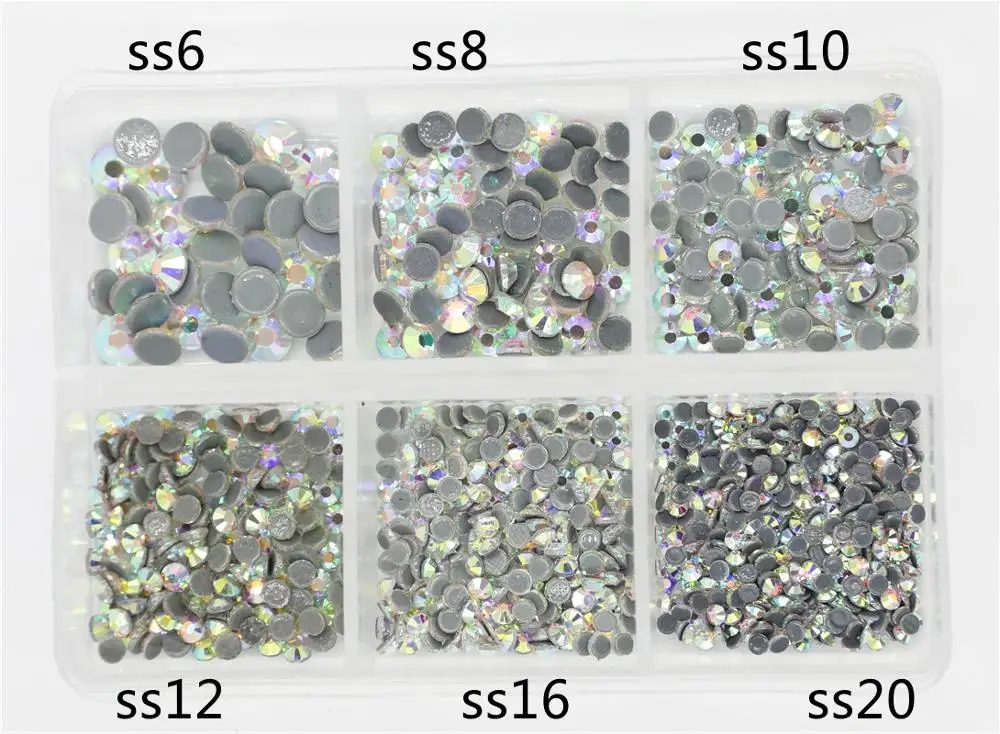 สีขาว/สีฟ้า/สีเขียว/สีชมพูโอปอลผสม Hotfix Nail Art Rhinestone คริสตัล SS6-SS30 Glass Strass Hotfix เหล็กบน rhinestones Decoretion