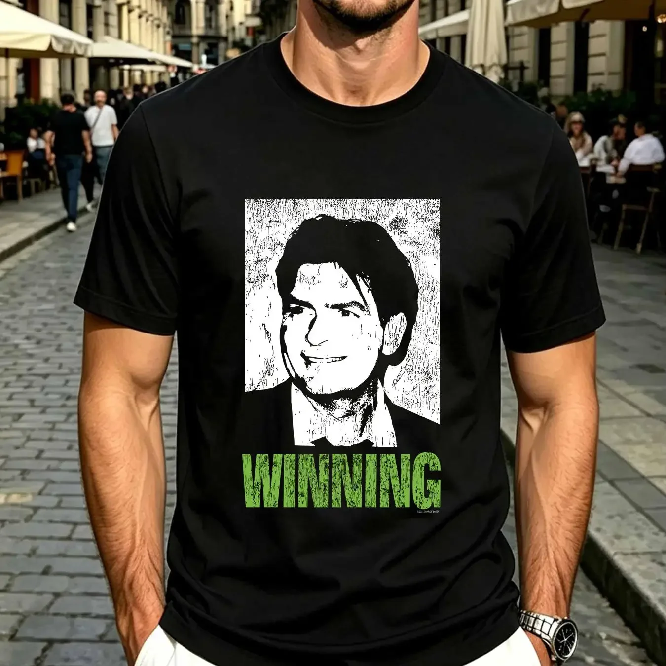 washed T Shirt Vintage Charlie Sheen Winning Men's Medium 2011 Black long or short sleeves vintage Washed Slightly Casual