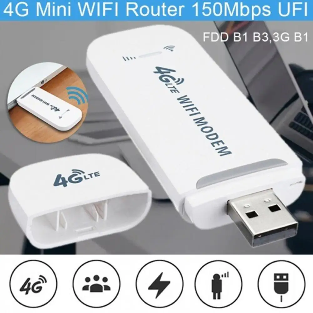 Dongle Modem USB Sem Fio, Alta Velocidade, Acesso à Internet, Roteador, Adaptador, Banda Larga Móvel, Cartão SIM, 4G LTE