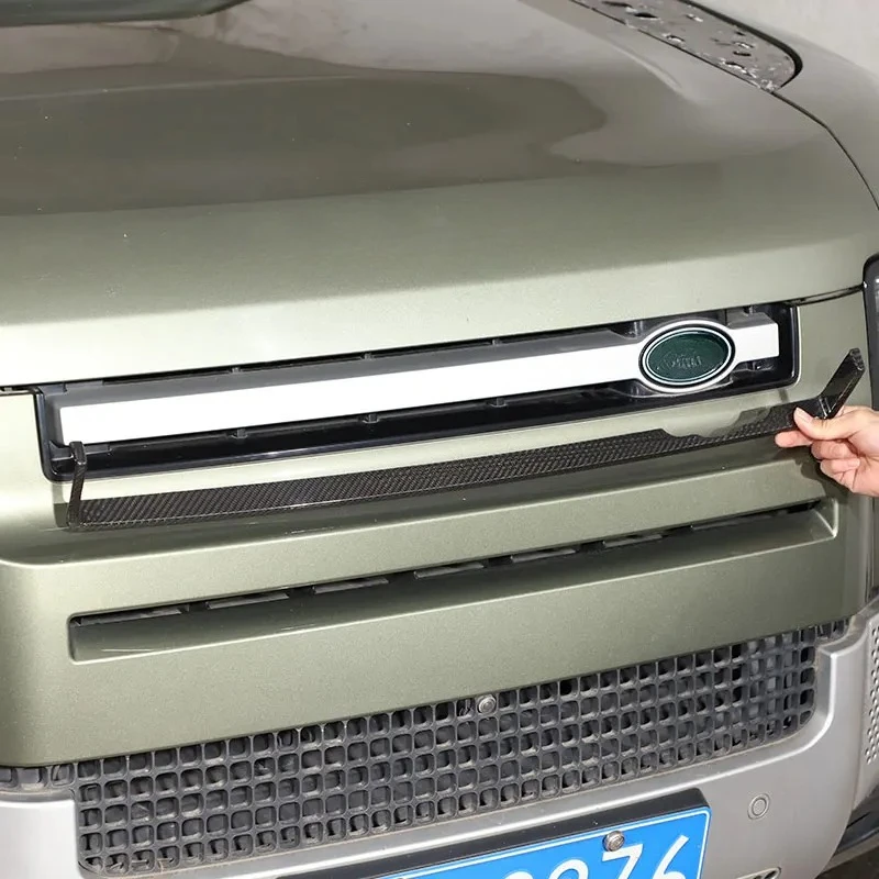 

For Land Rover Defender 90 110 130 2020-2024 Real Carbon Fiber Car Front Grille U Shaped Trim Car Accessories
